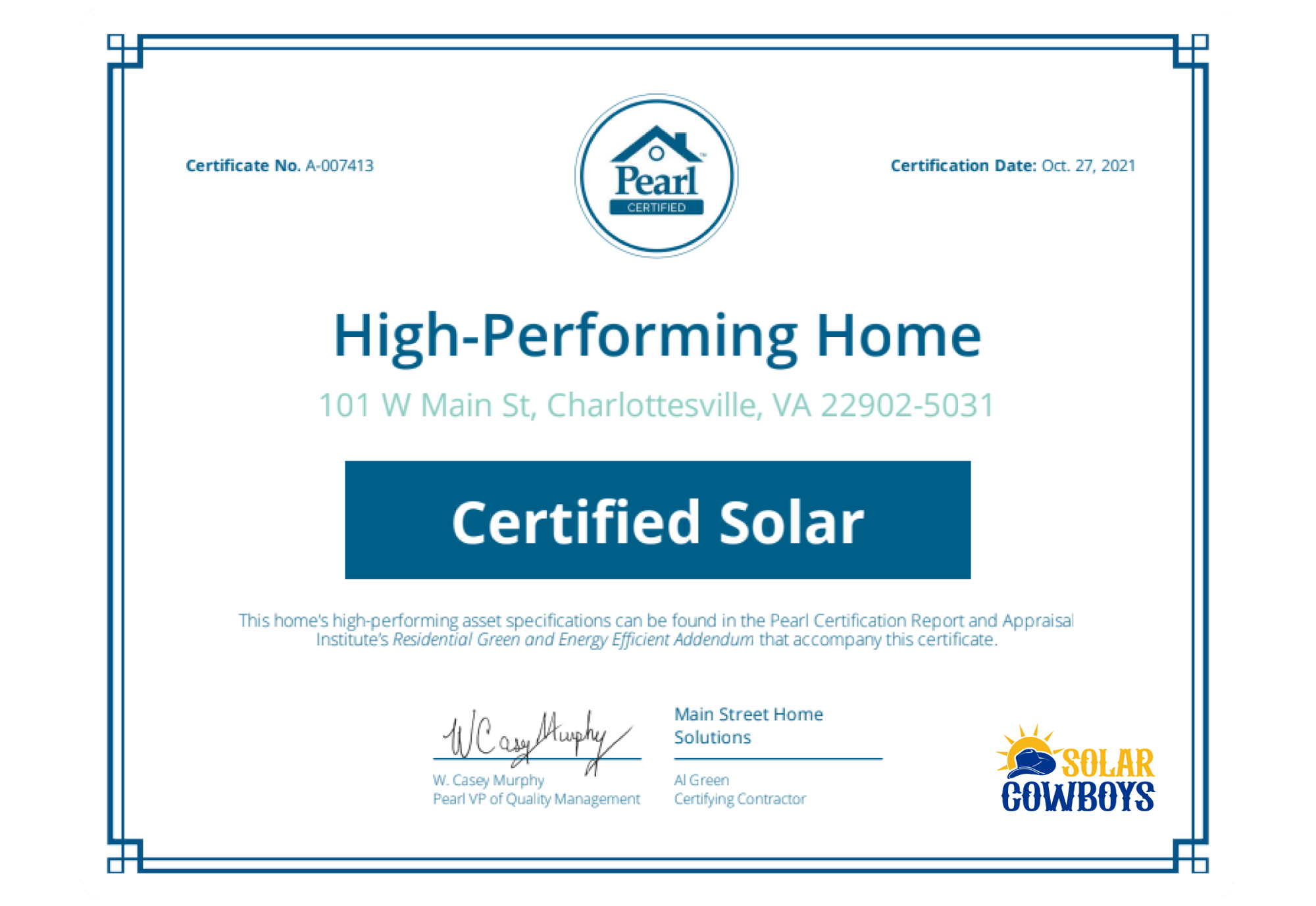The Solar Cowboys: Pearl certification installation